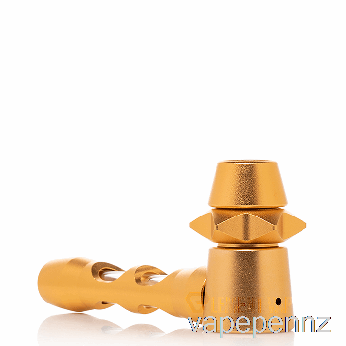Cheech Glass Metal Encased Hitter Hand Pipe Gold VAPE NZ